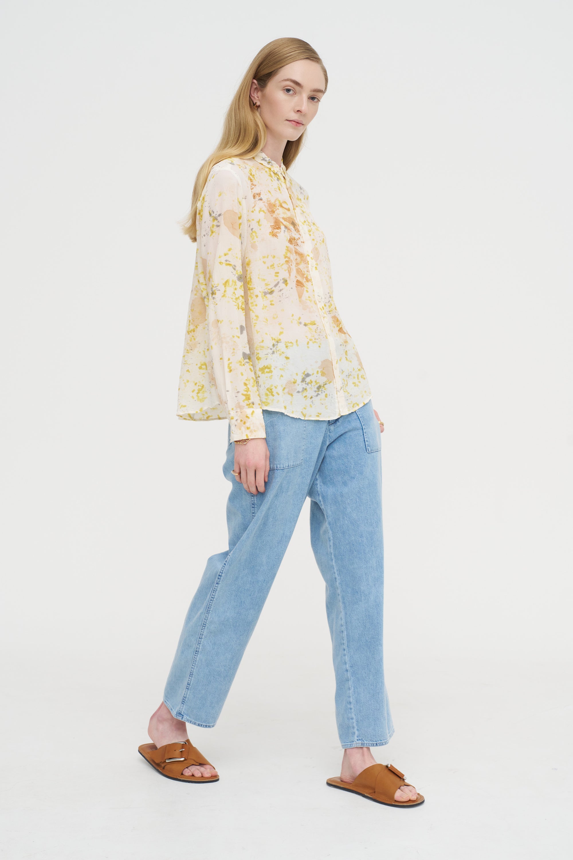 Silk Crepe Bundle Dye Blouse, Ivory