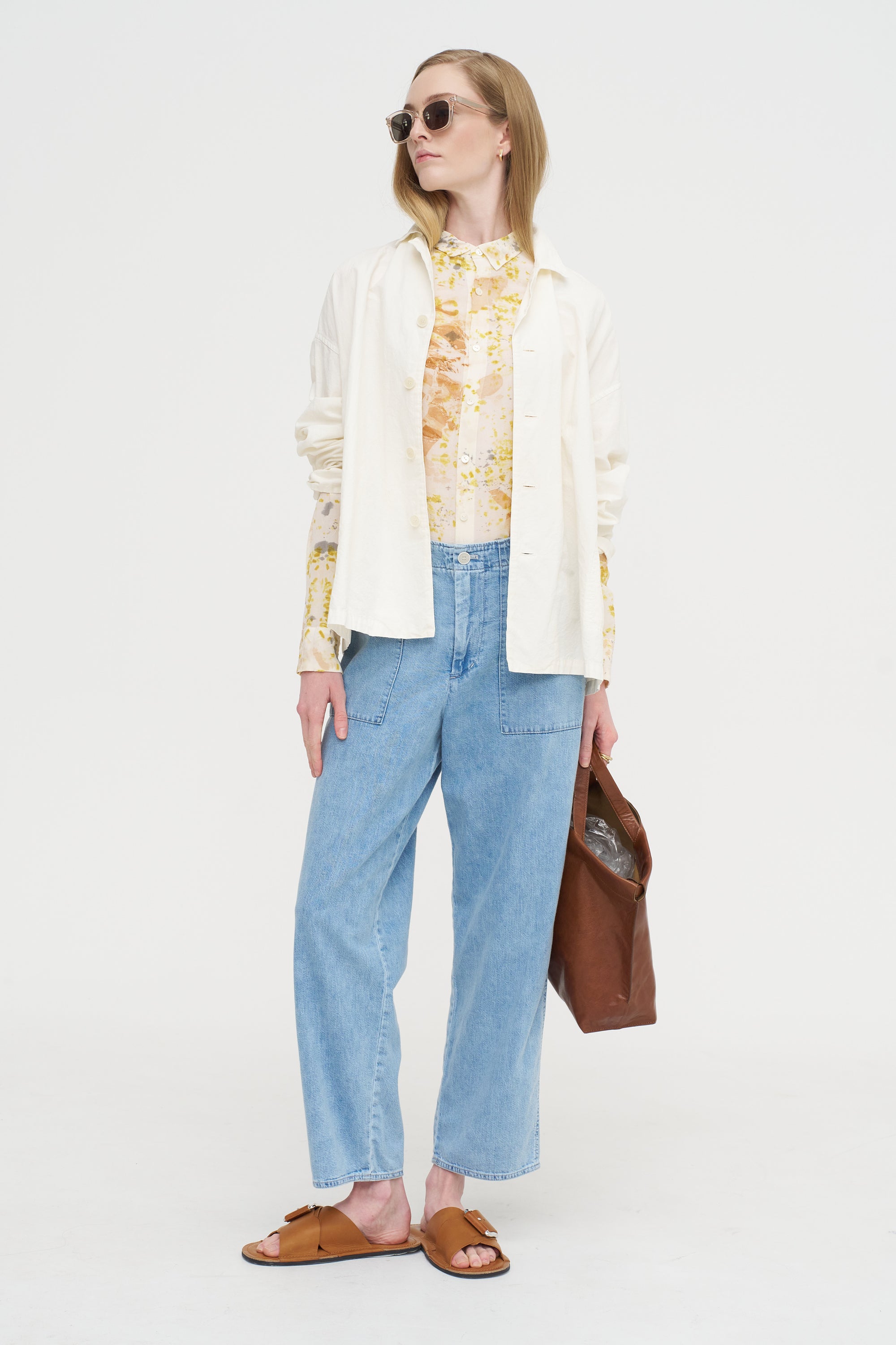 Silk Crepe Bundle Dye Blouse, Ivory