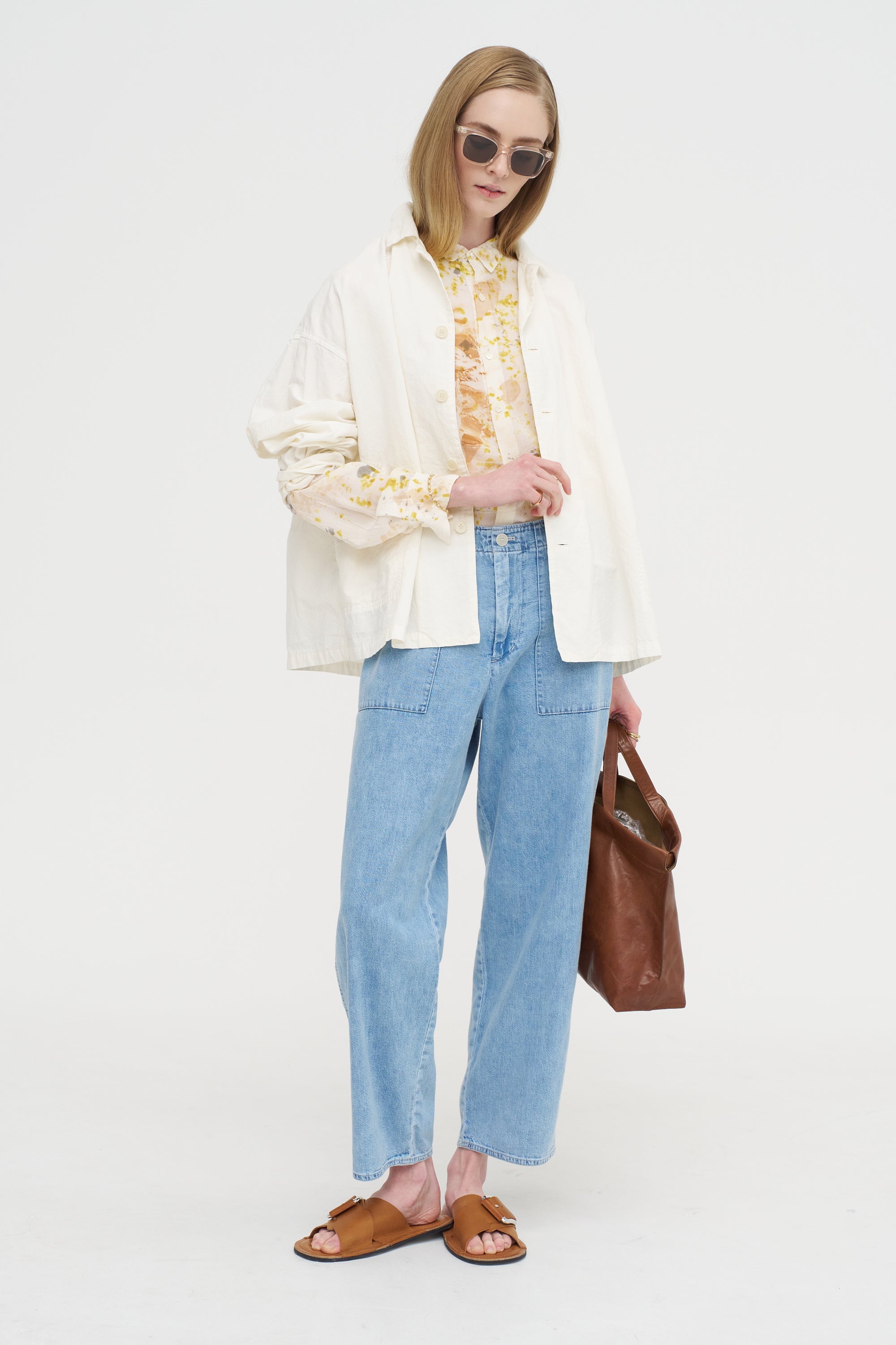 Silk Crepe Bundle Dye Blouse, Ivory