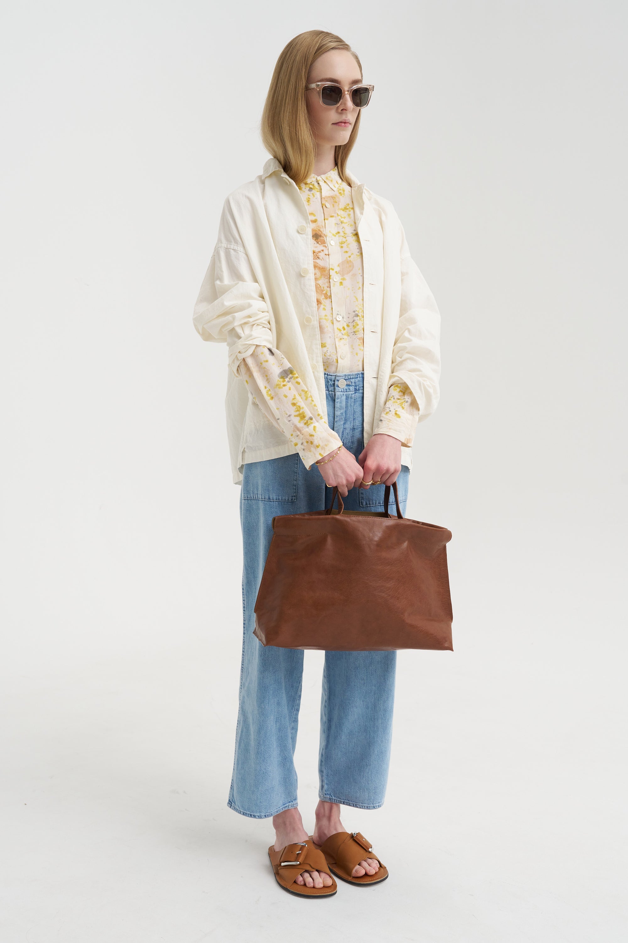 Silk Crepe Bundle Dye Blouse, Ivory