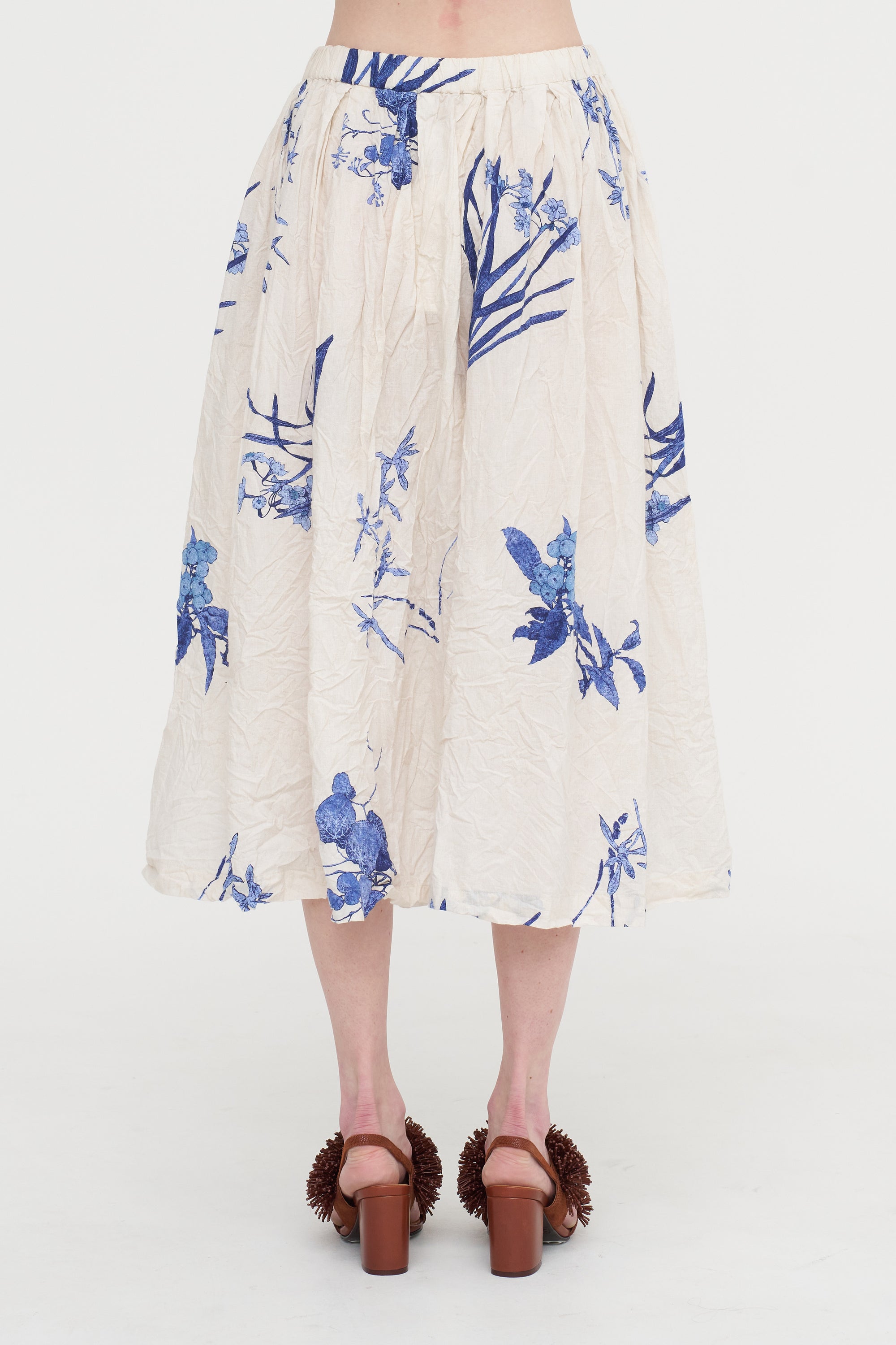 Japonism Flower Print Skirt, Ivory