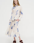 Japonism Flower Print Skirt, Ivory