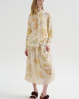 Silk Crepe Bundle Dye Skirt, Ivory