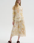 Silk Crepe Bundle Dye Skirt, Ivory