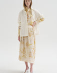 Silk Crepe Bundle Dye Skirt, Ivory