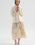 Silk Crepe Bundle Dye Skirt, Ivory