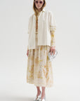 Silk Crepe Bundle Dye Skirt, Ivory