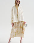 Silk Crepe Bundle Dye Skirt, Ivory