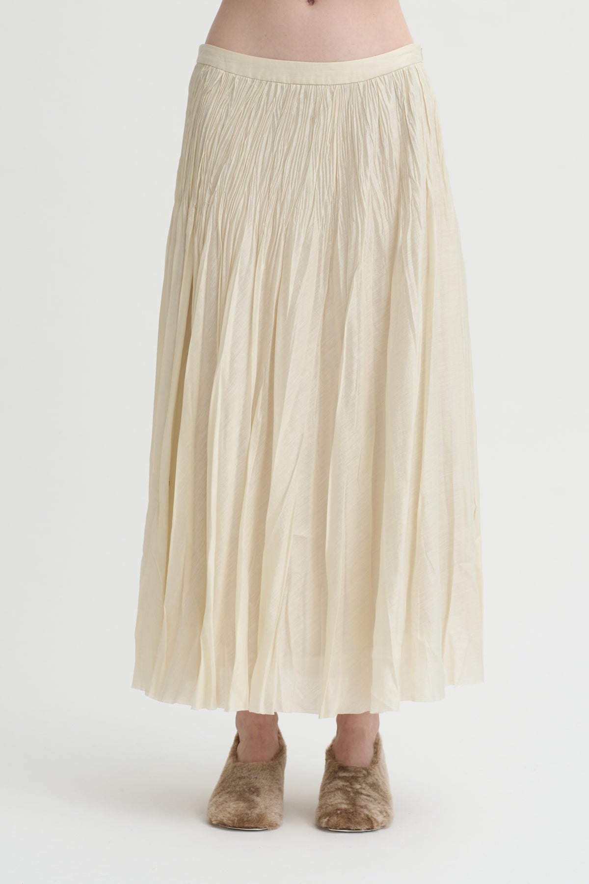 Pleated Skirt Acetate Lyocell, Ivory