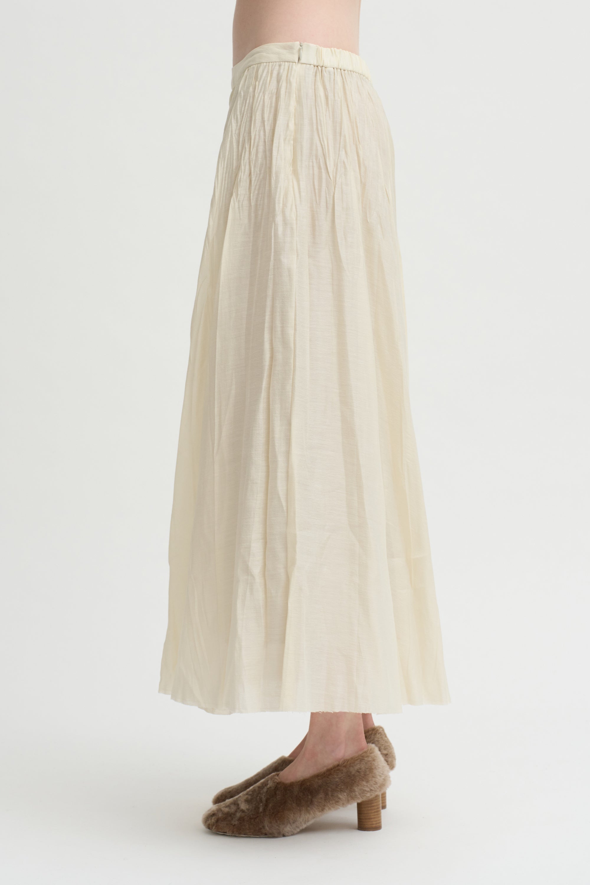 Pleated Skirt Acetate Lyocell, Ivory