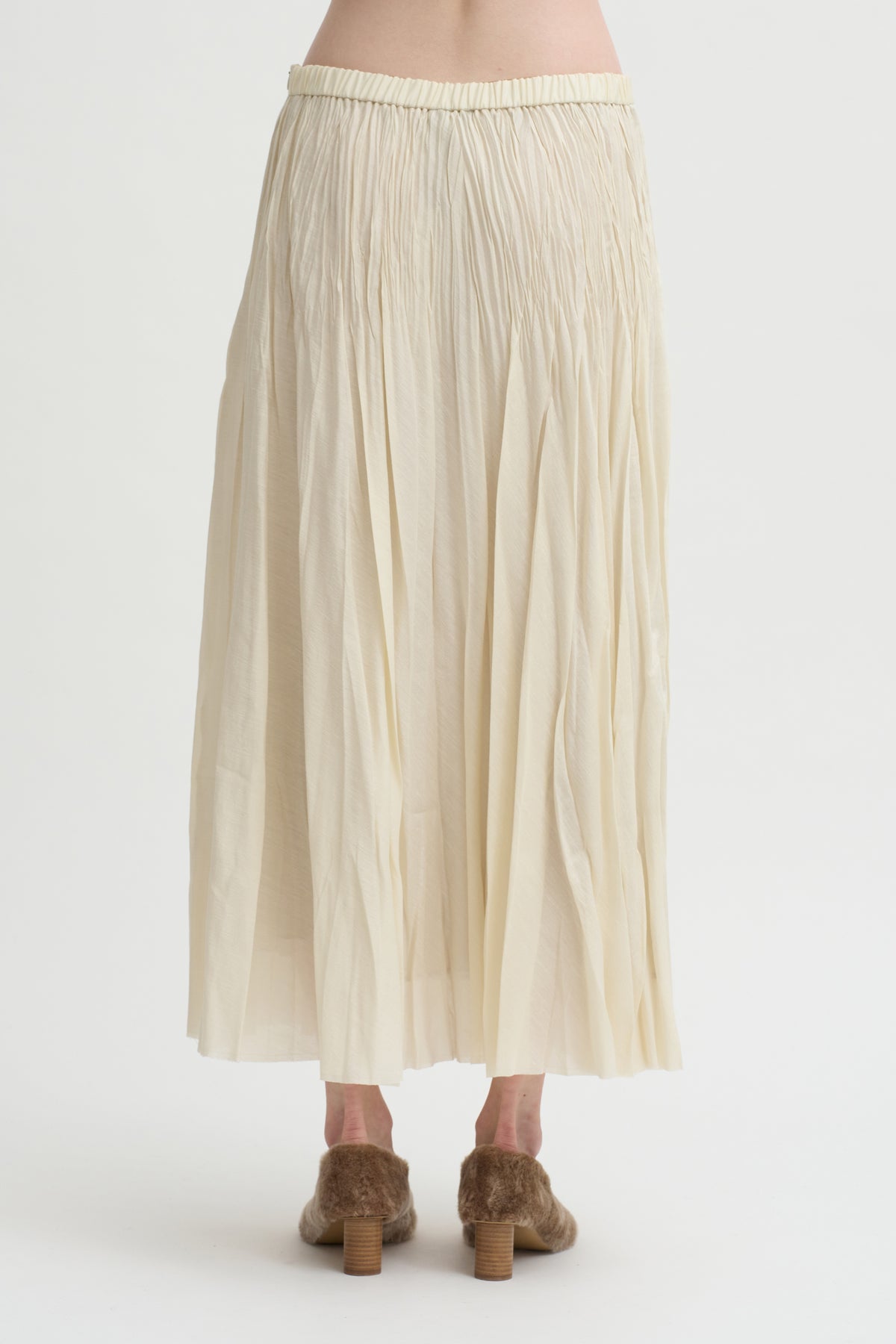 Pleated Skirt Acetate Lyocell, Ivory