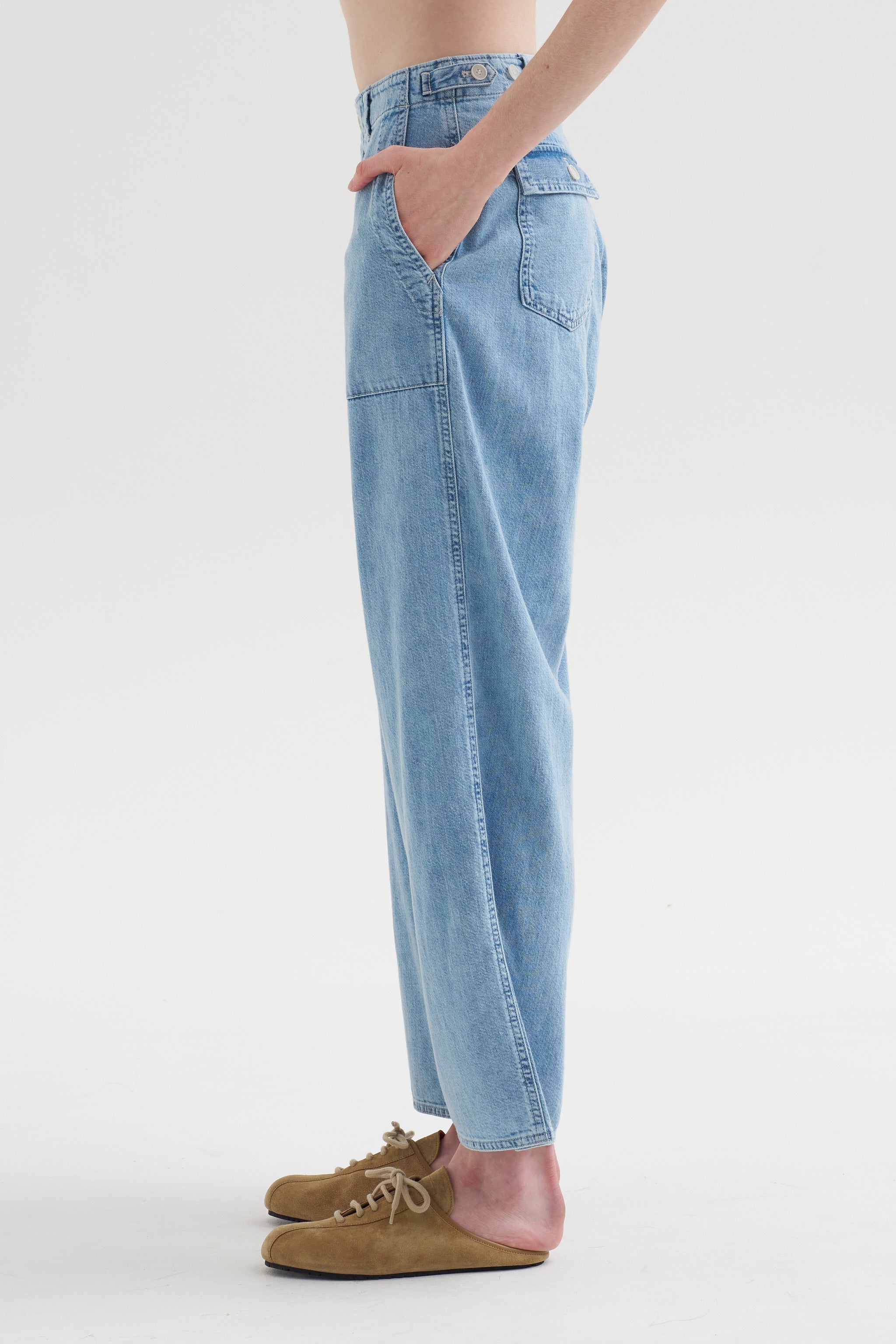 how 和田颯　Baker? Pants 005 Da-iCE 8oz Natural Denim Baker Pants, Ice Blue – Kick Pleat