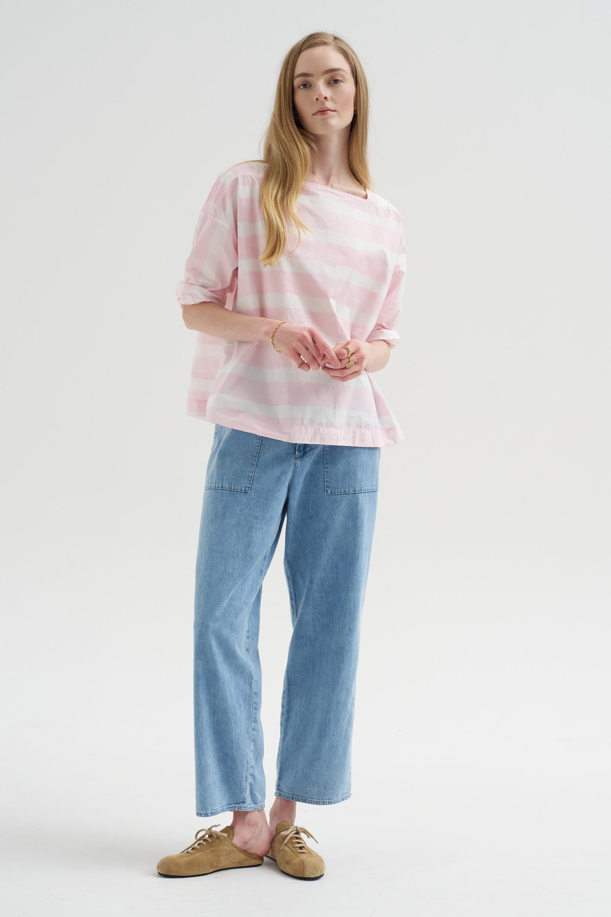 8oz Natural Denim Baker Pants, Ice Blue