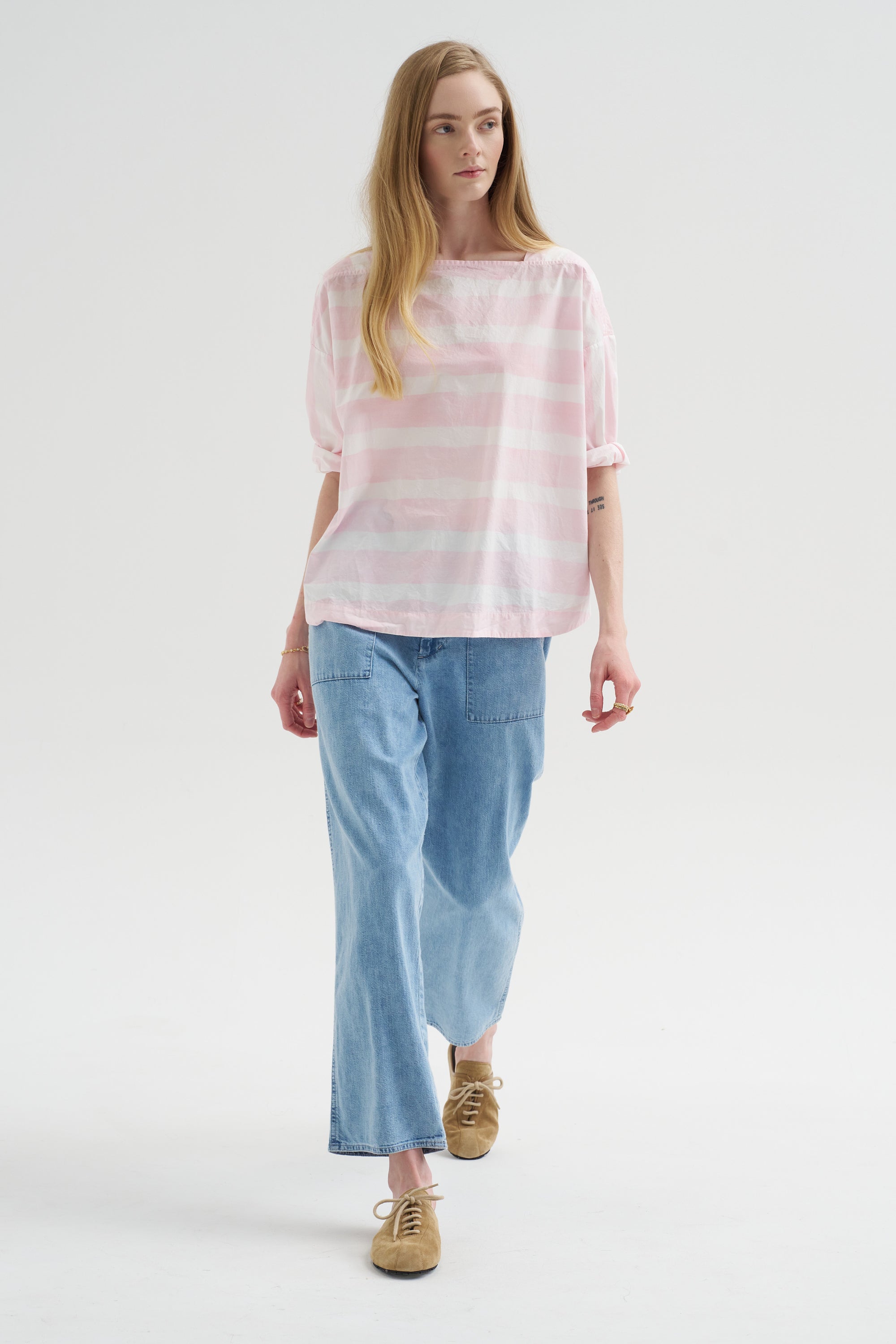 8oz Natural Denim Baker Pants, Ice Blue