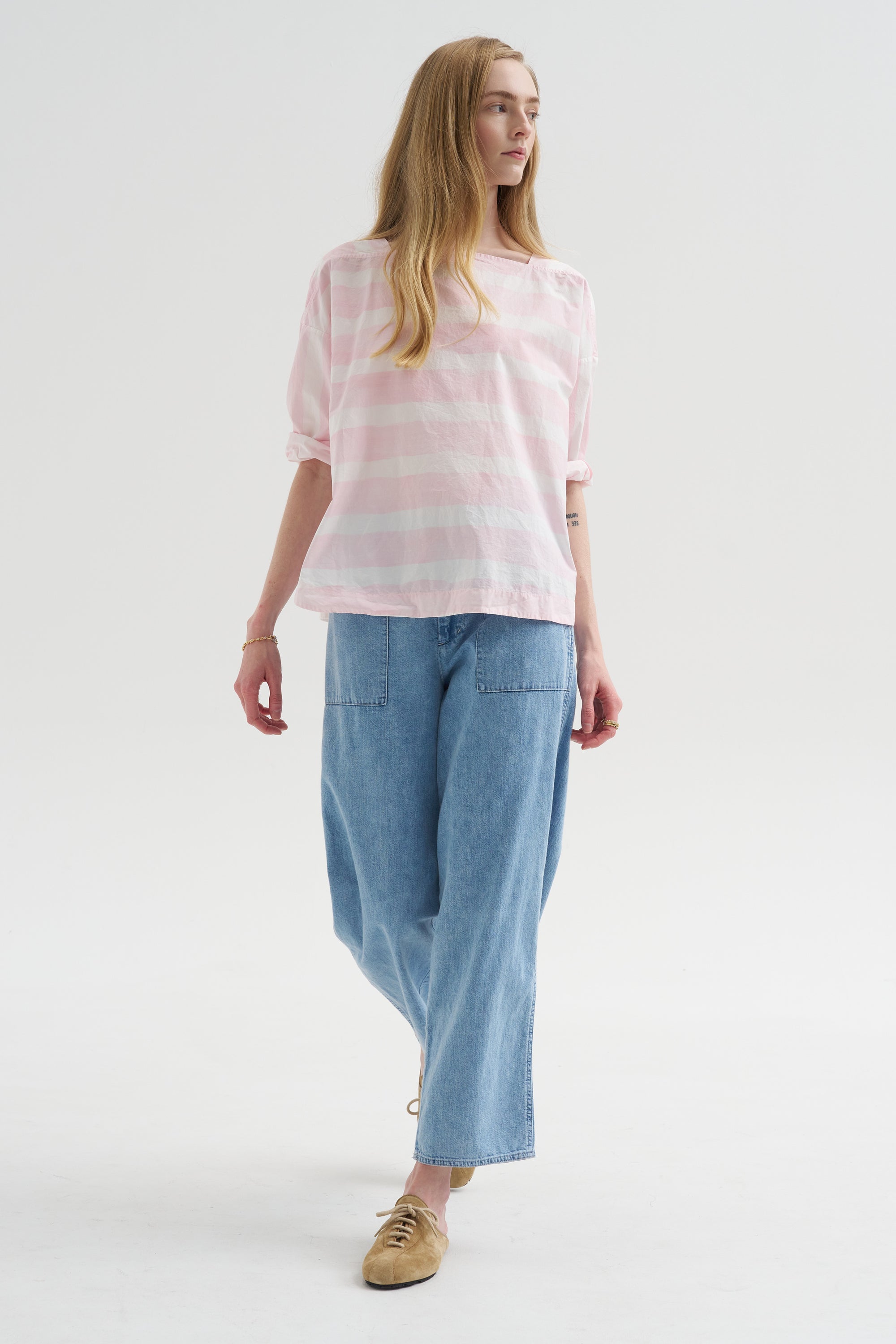 8oz Natural Denim Baker Pants, Ice Blue