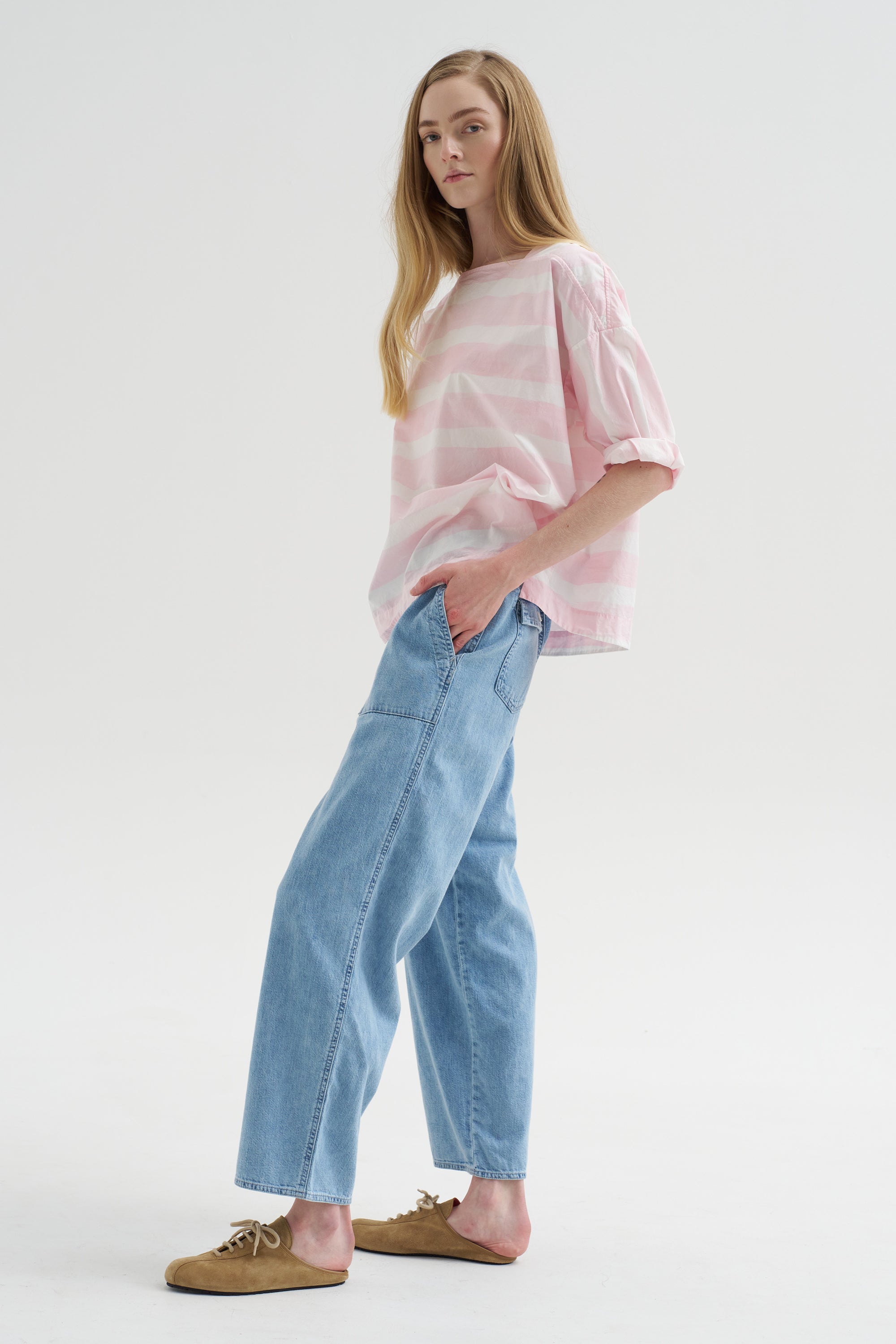 8oz Natural Denim Baker Pants, Ice Blue