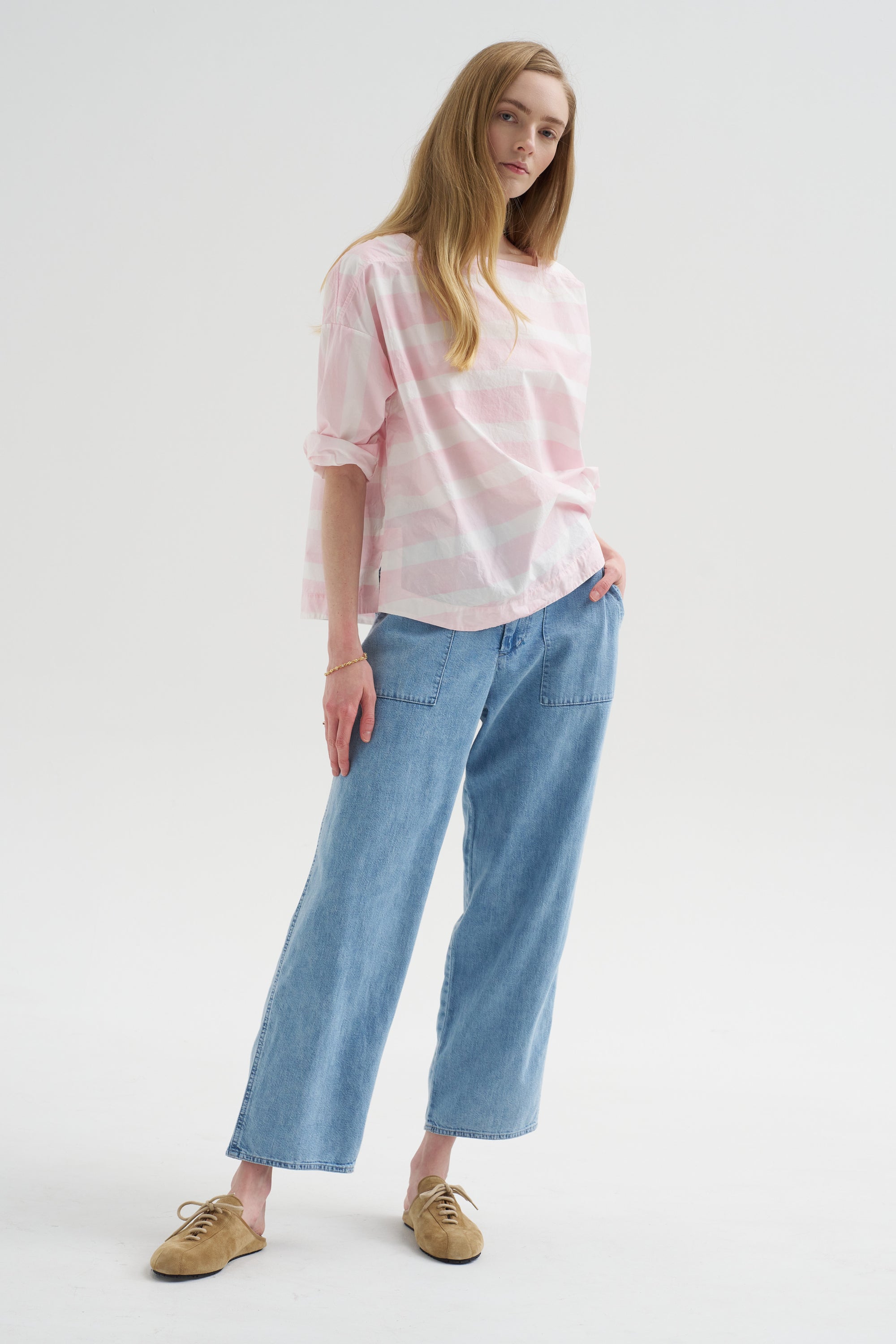 8oz Natural Denim Baker Pants, Ice Blue