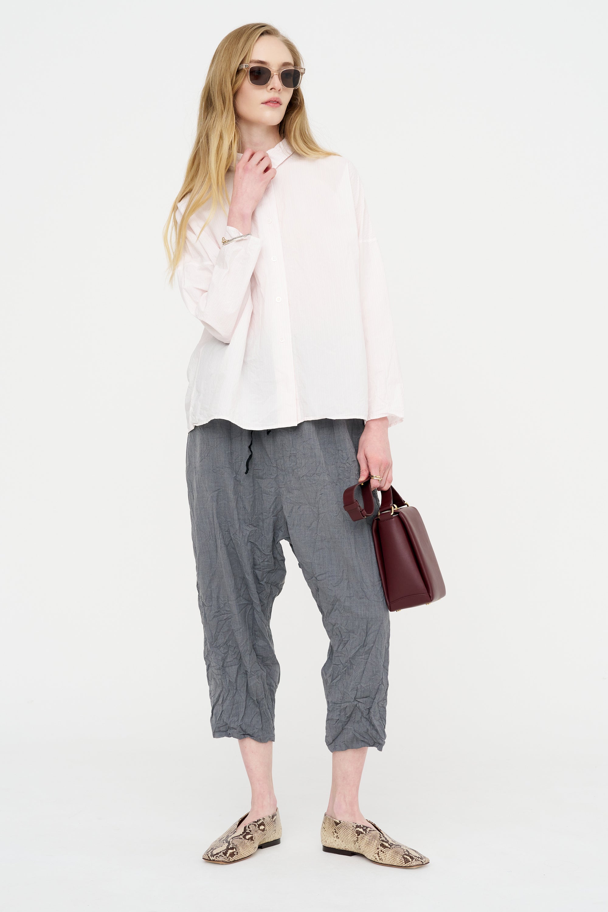 Wool Blend Twill Tapered Pant, Grey