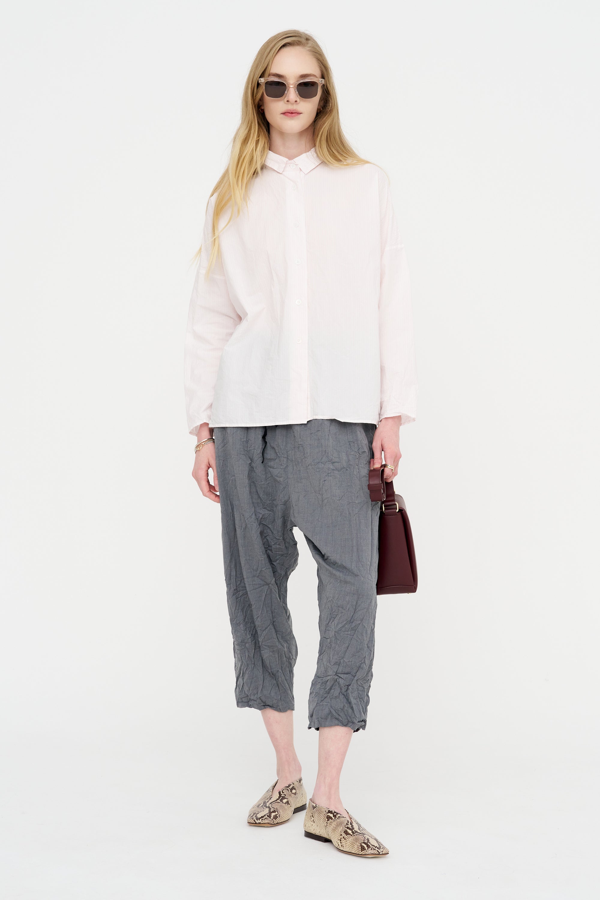 Wool Blend Twill Tapered Pant, Grey