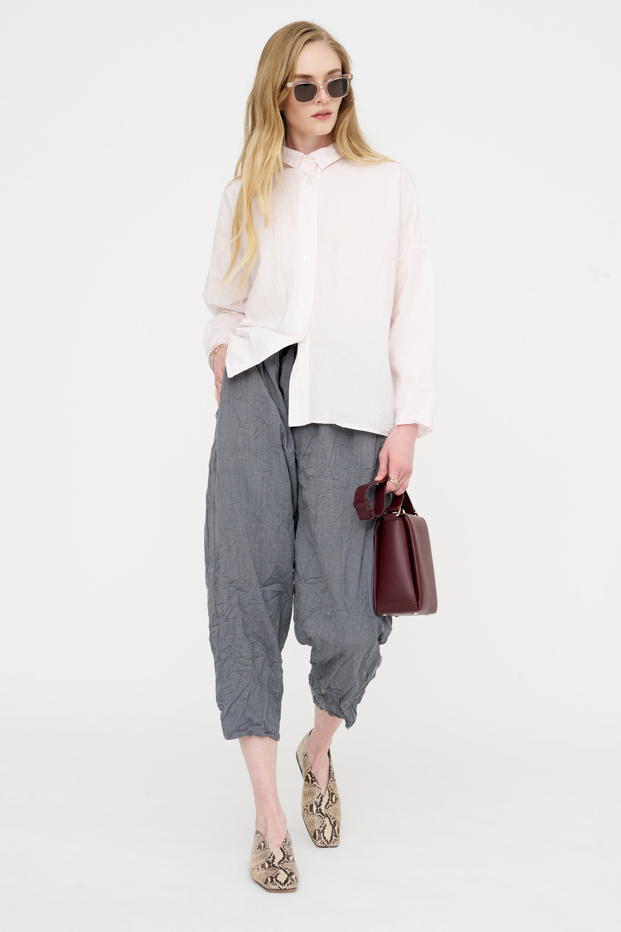 Wool Blend Twill Tapered Pant, Grey