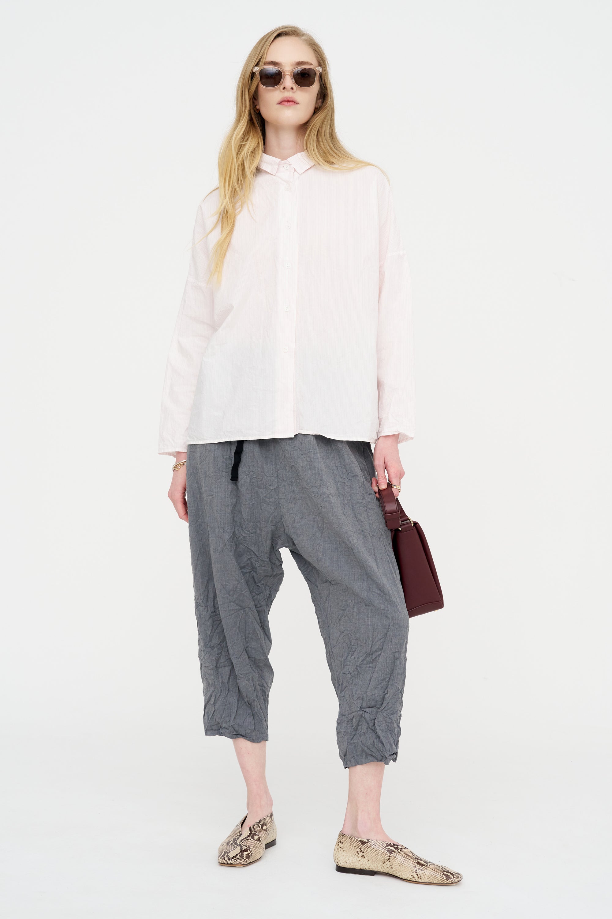 Wool Blend Twill Tapered Pant, Grey