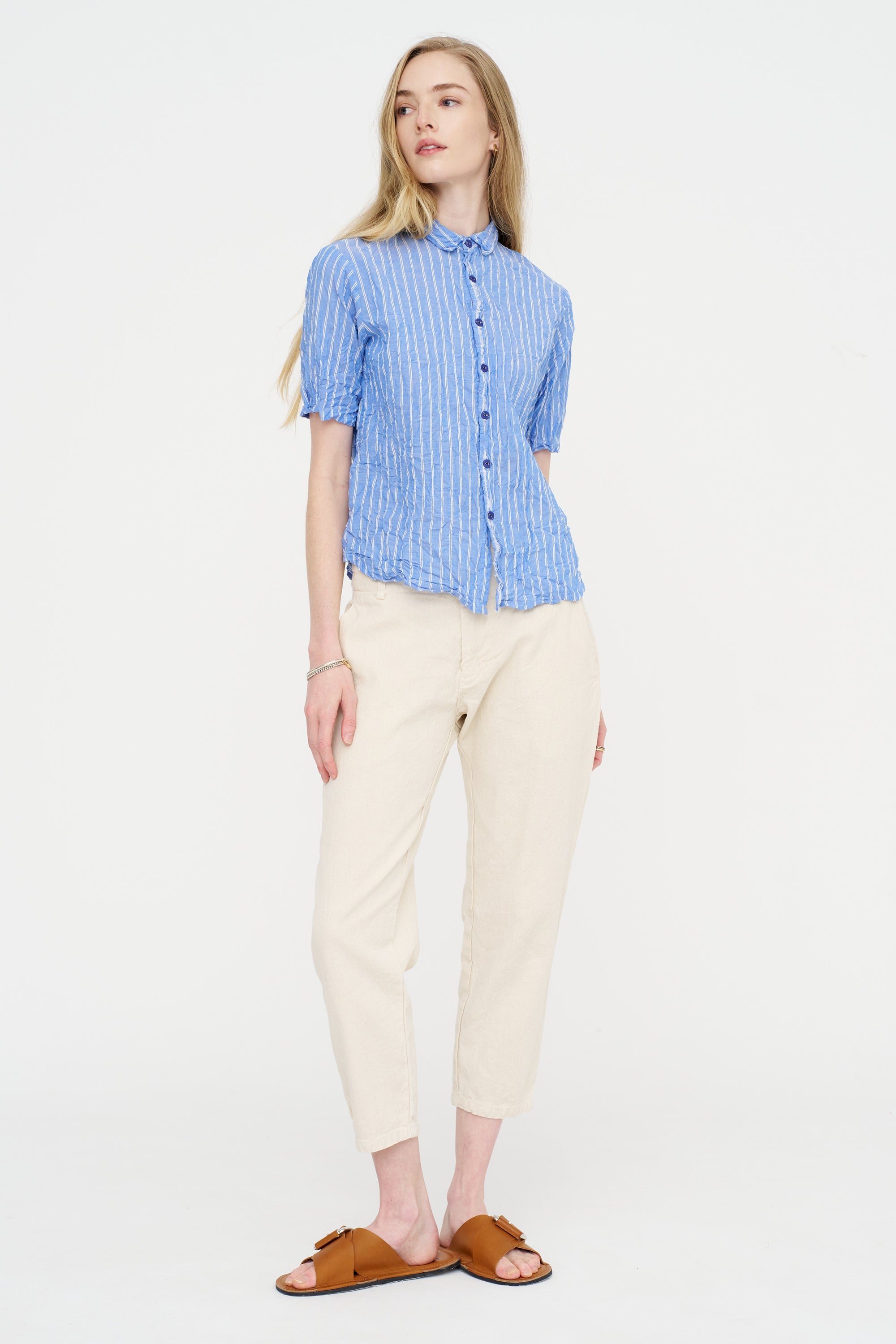 Linen Cotton Soft Twill Pants, Ivory