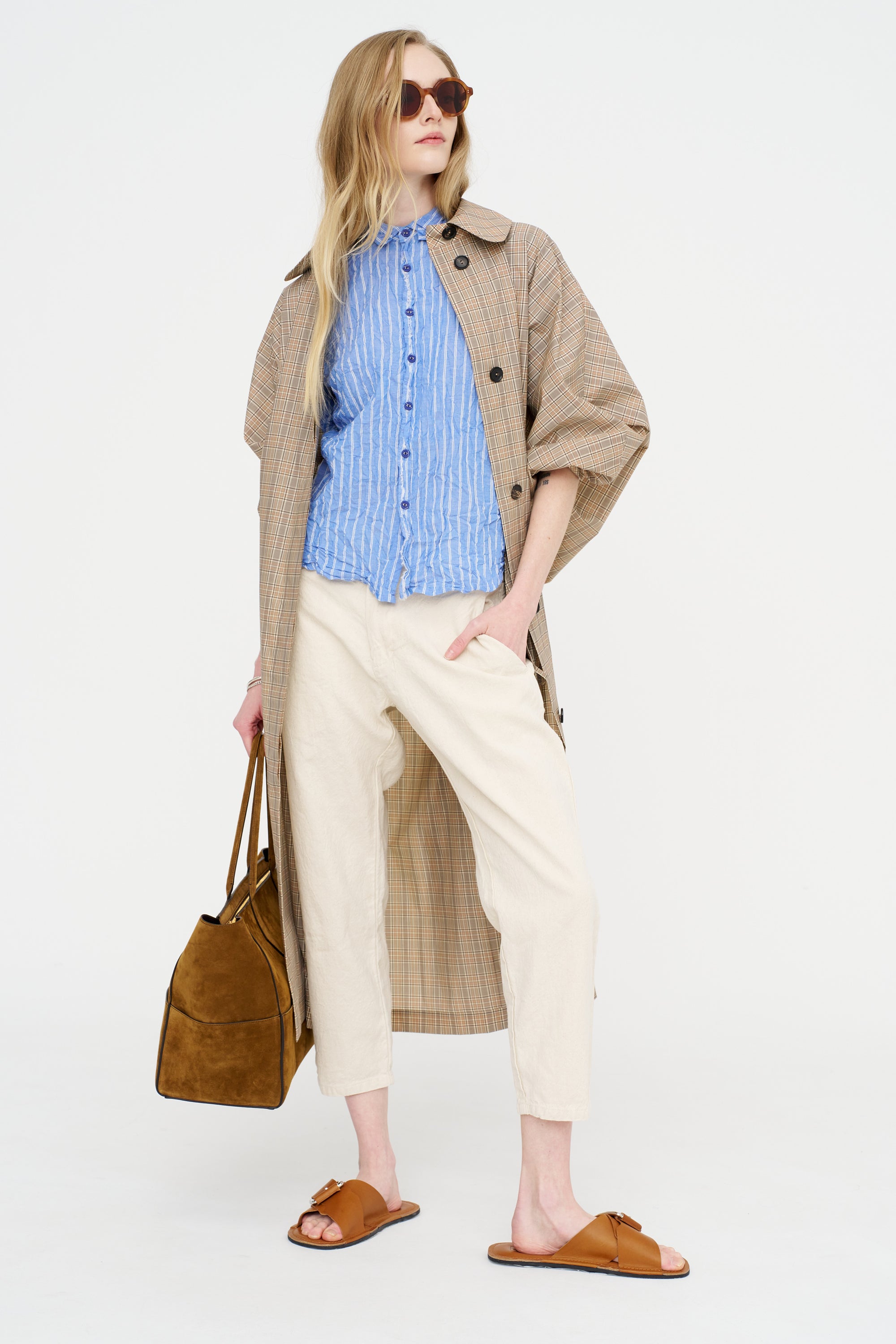 Linen Cotton Soft Twill Pants, Ivory