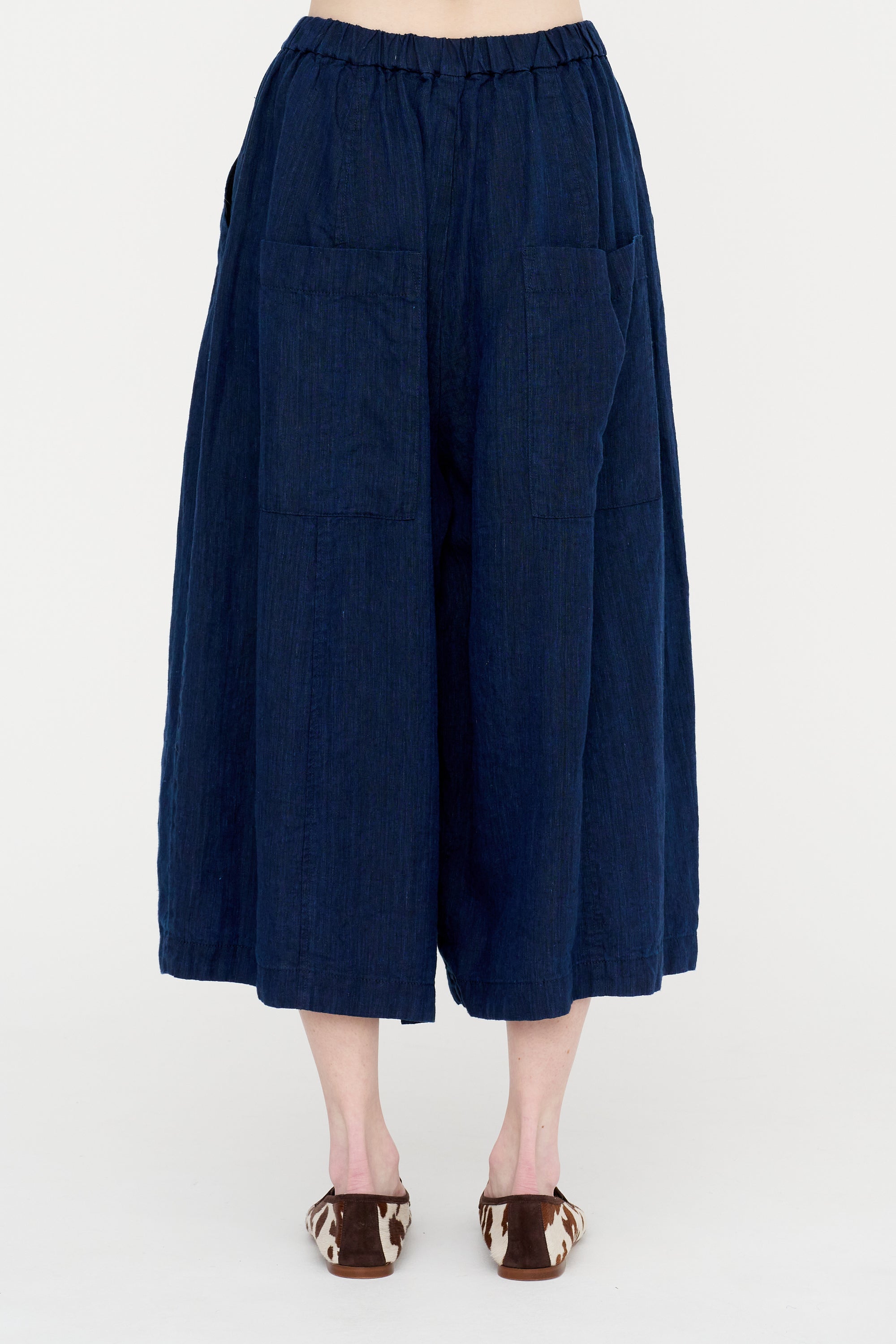 Linen Indigo Chambray Pants, Navy