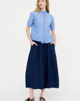 Linen Indigo Chambray Pants, Navy