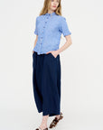 Linen Indigo Chambray Pants, Navy