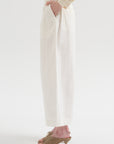 High Density Plain Weave Cropped Pants, Off White