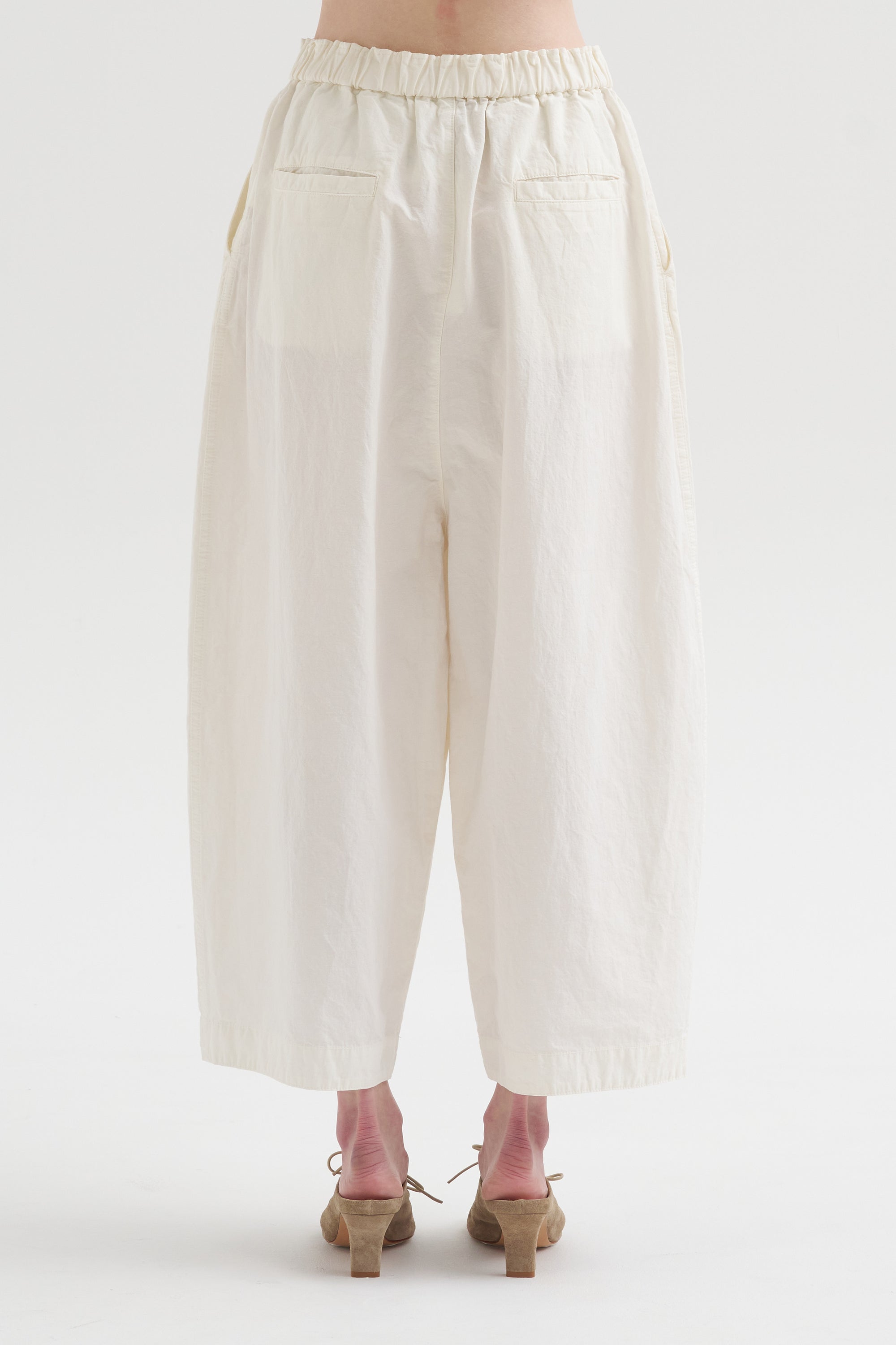 High Density Plain Weave Cropped Pants, Off White