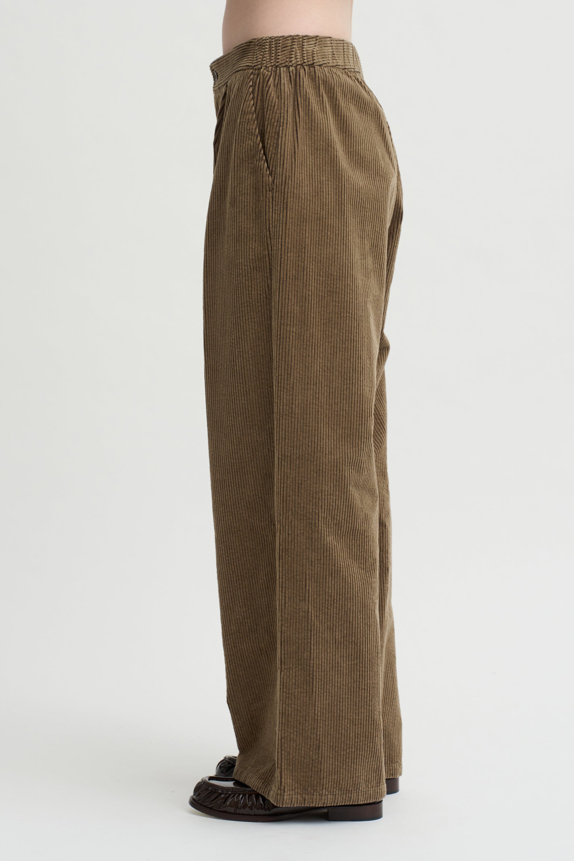 Wide Pants Washed Corduroy, Beige