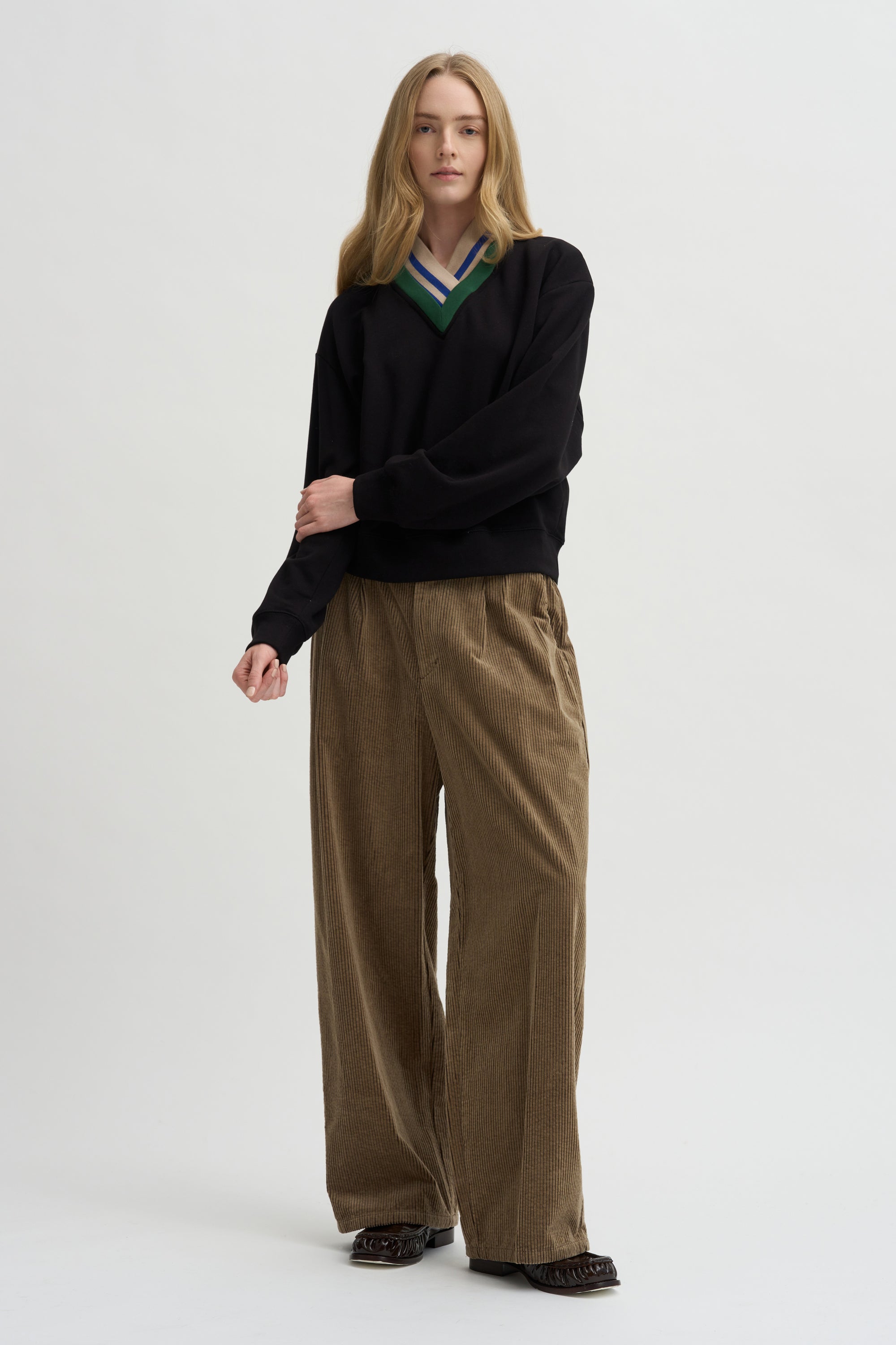 Wide Pants Washed Corduroy, Beige