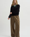 Wide Pants Washed Corduroy, Beige