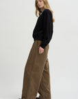 Wide Pants Washed Corduroy, Beige