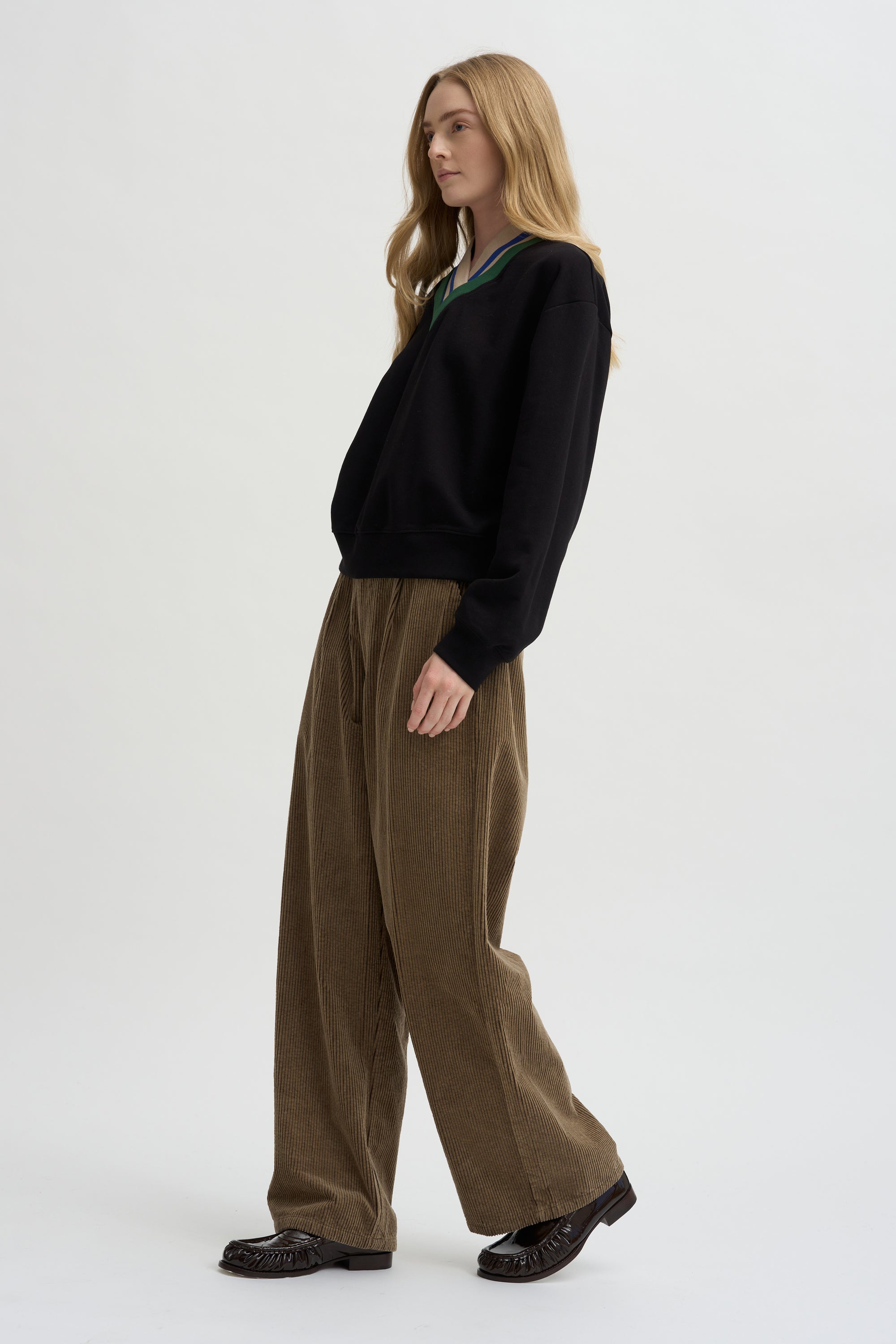 Wide Pants Washed Corduroy, Beige