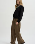 Wide Pants Washed Corduroy, Beige