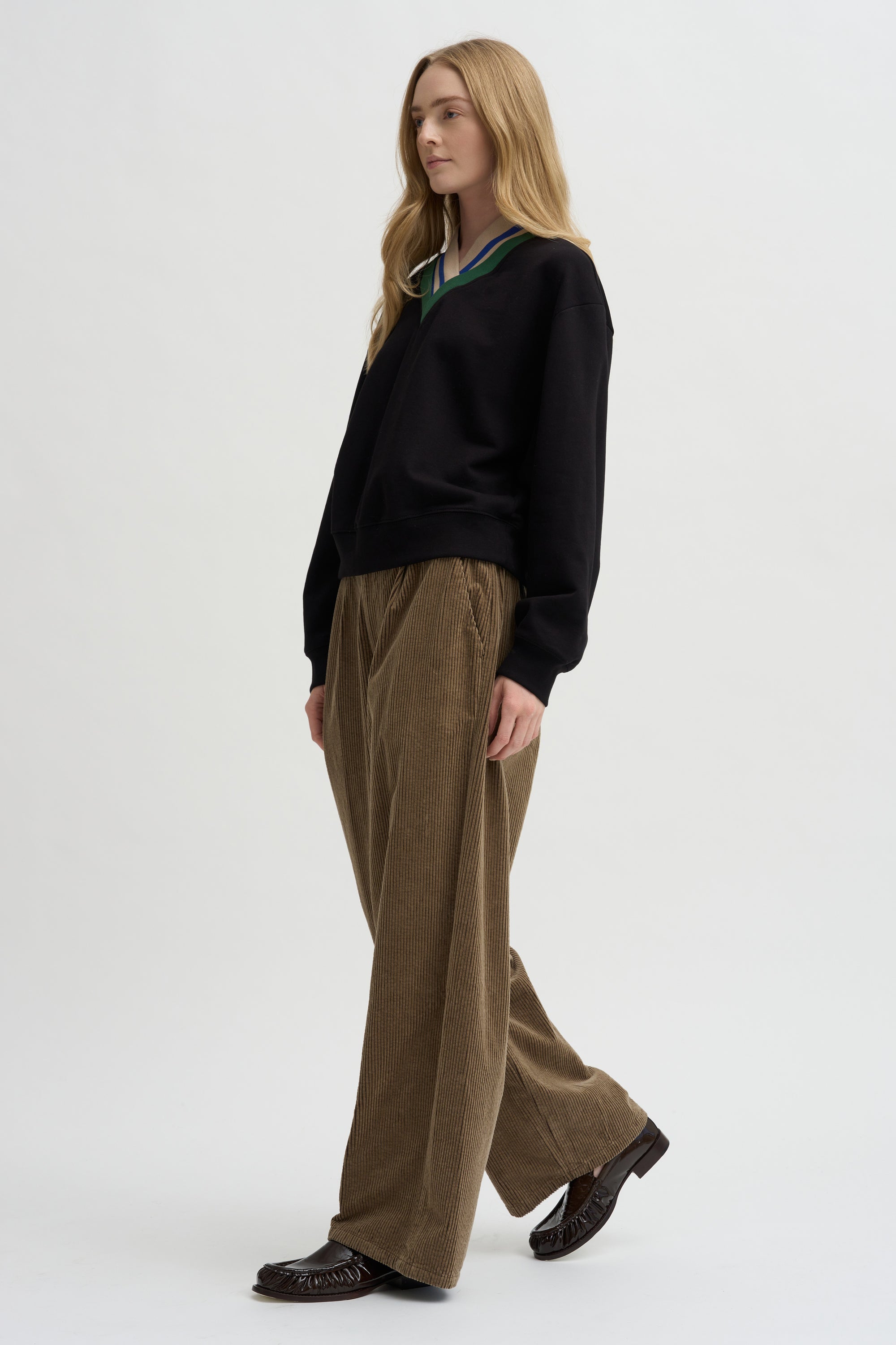 Wide Pants Washed Corduroy, Beige