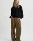 Wide Pants Washed Corduroy, Beige