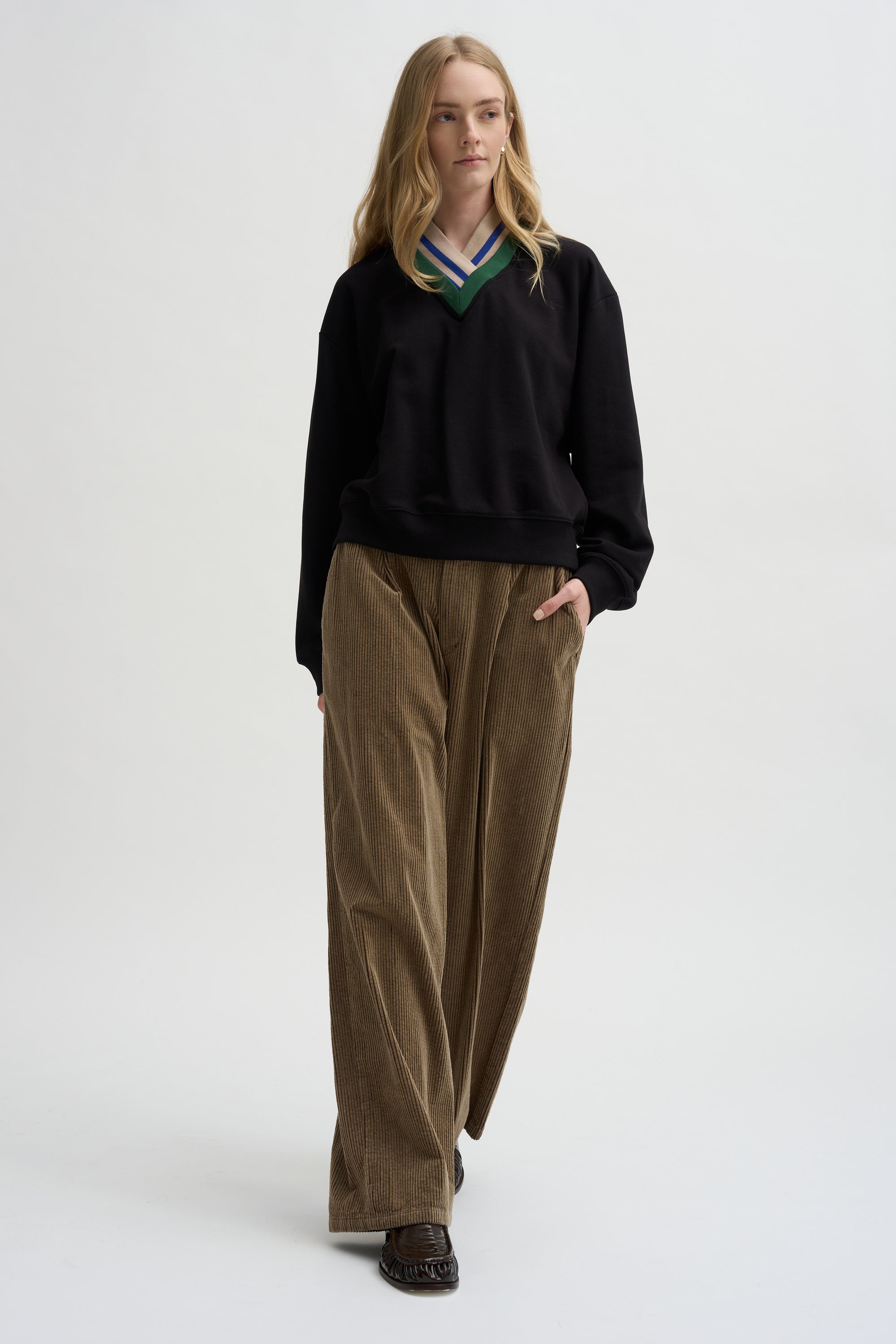 Wide Pants Washed Corduroy, Beige