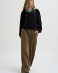 Wide Pants Washed Corduroy, Beige