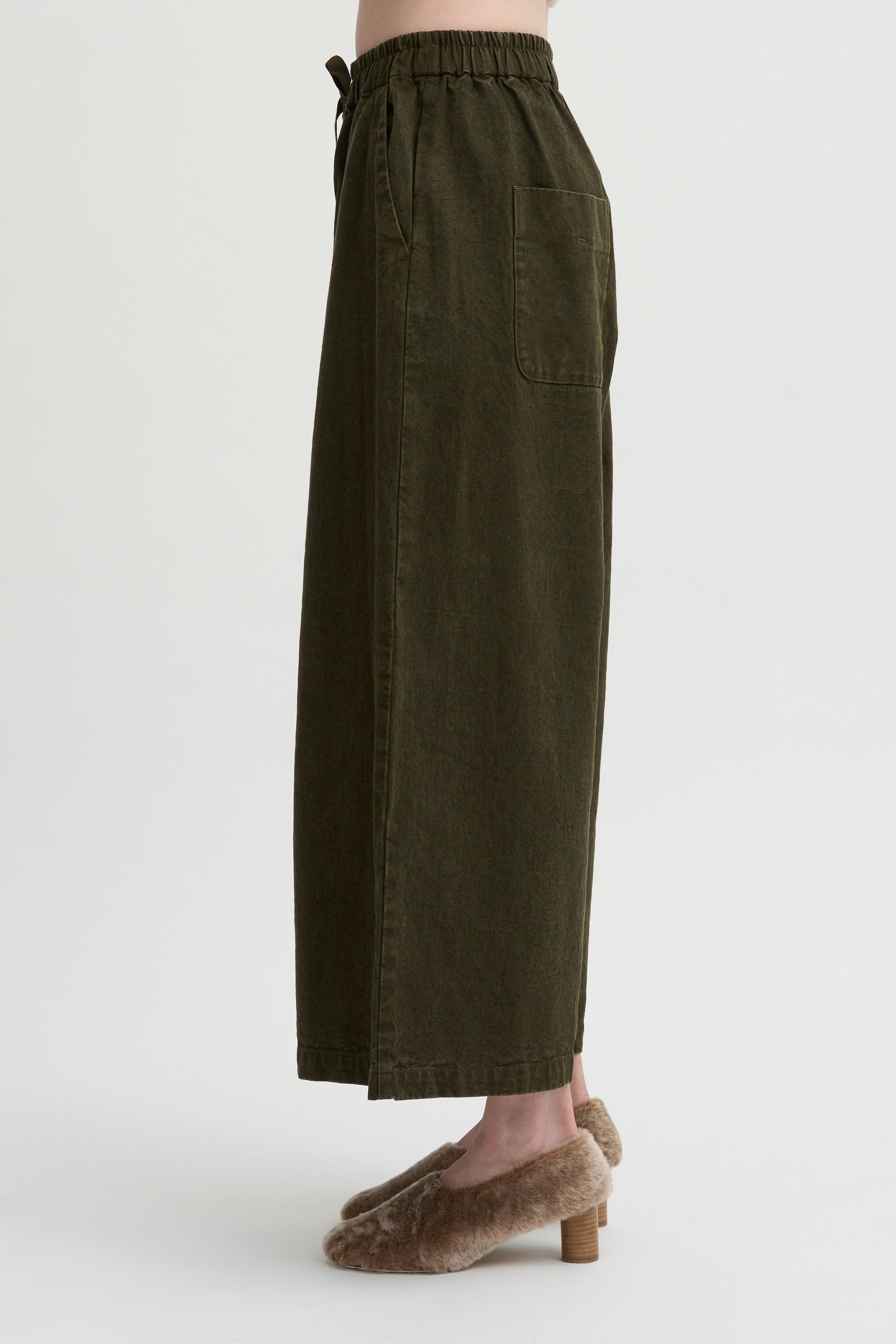 Wide Pants Organic Cotton Linen, Khaki