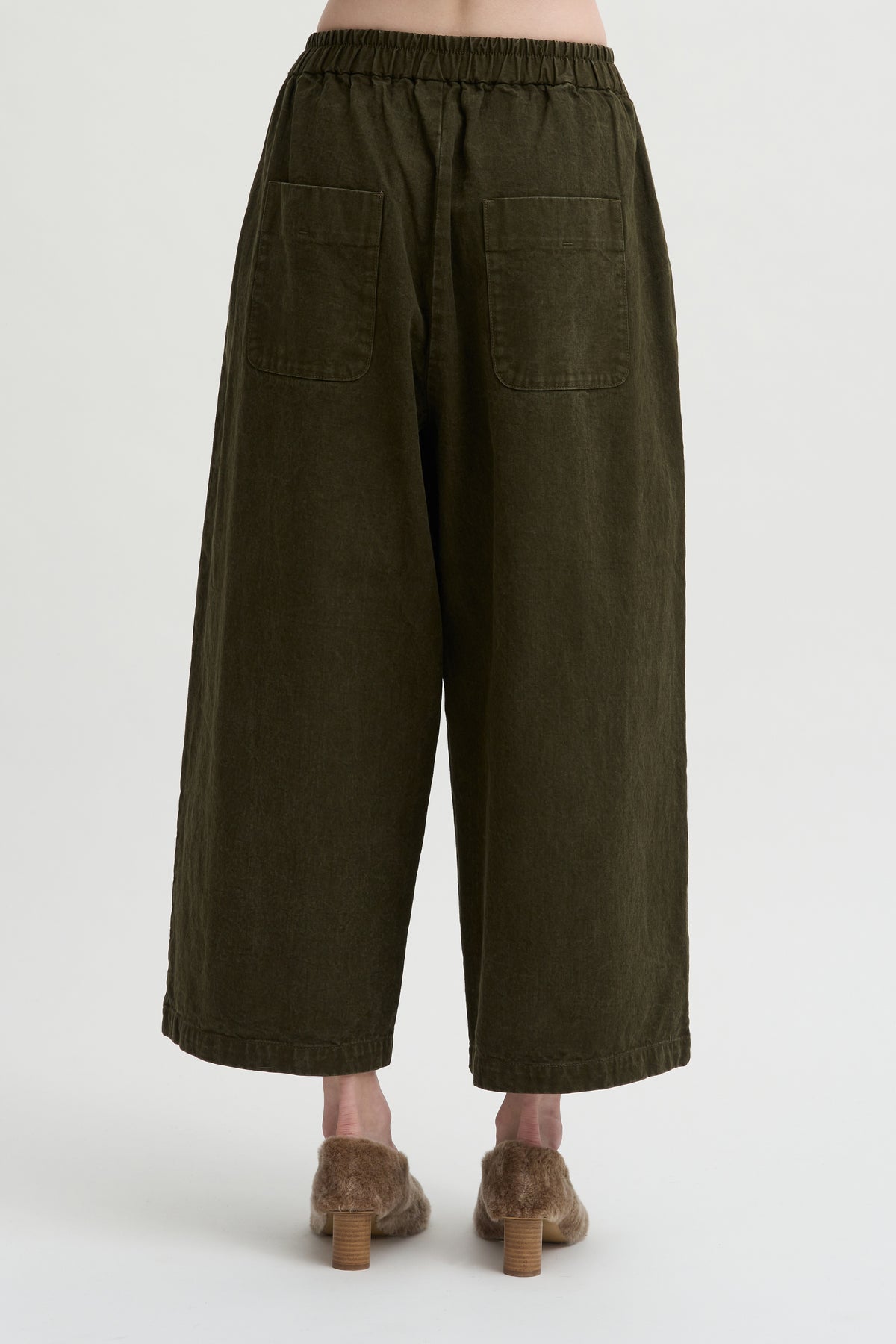 Wide Pants Organic Cotton Linen, Khaki