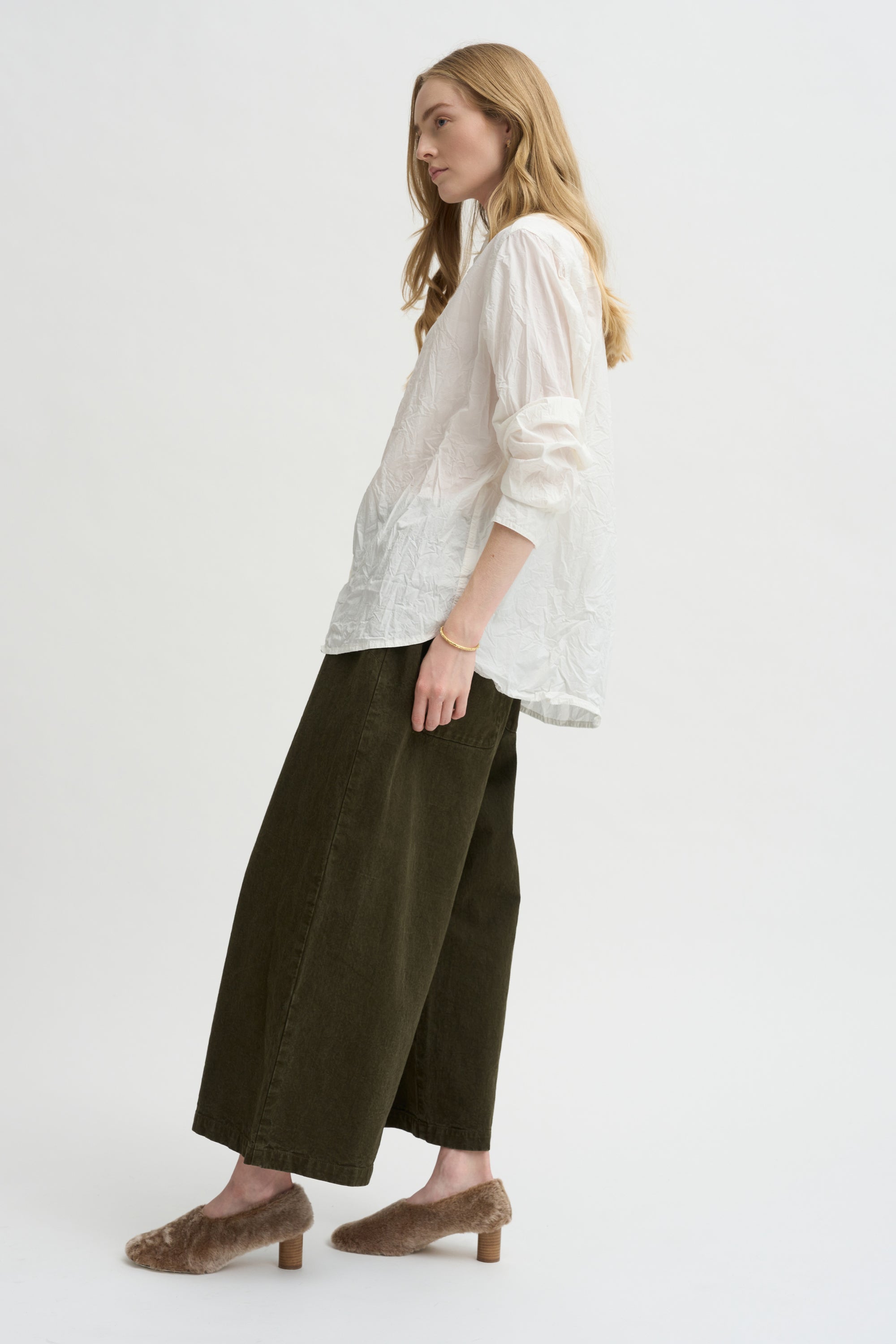 Wide Pants Organic Cotton Linen, Khaki