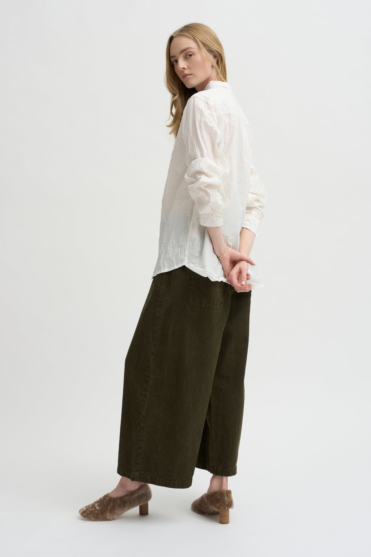 Wide Pants Organic Cotton Linen, Khaki