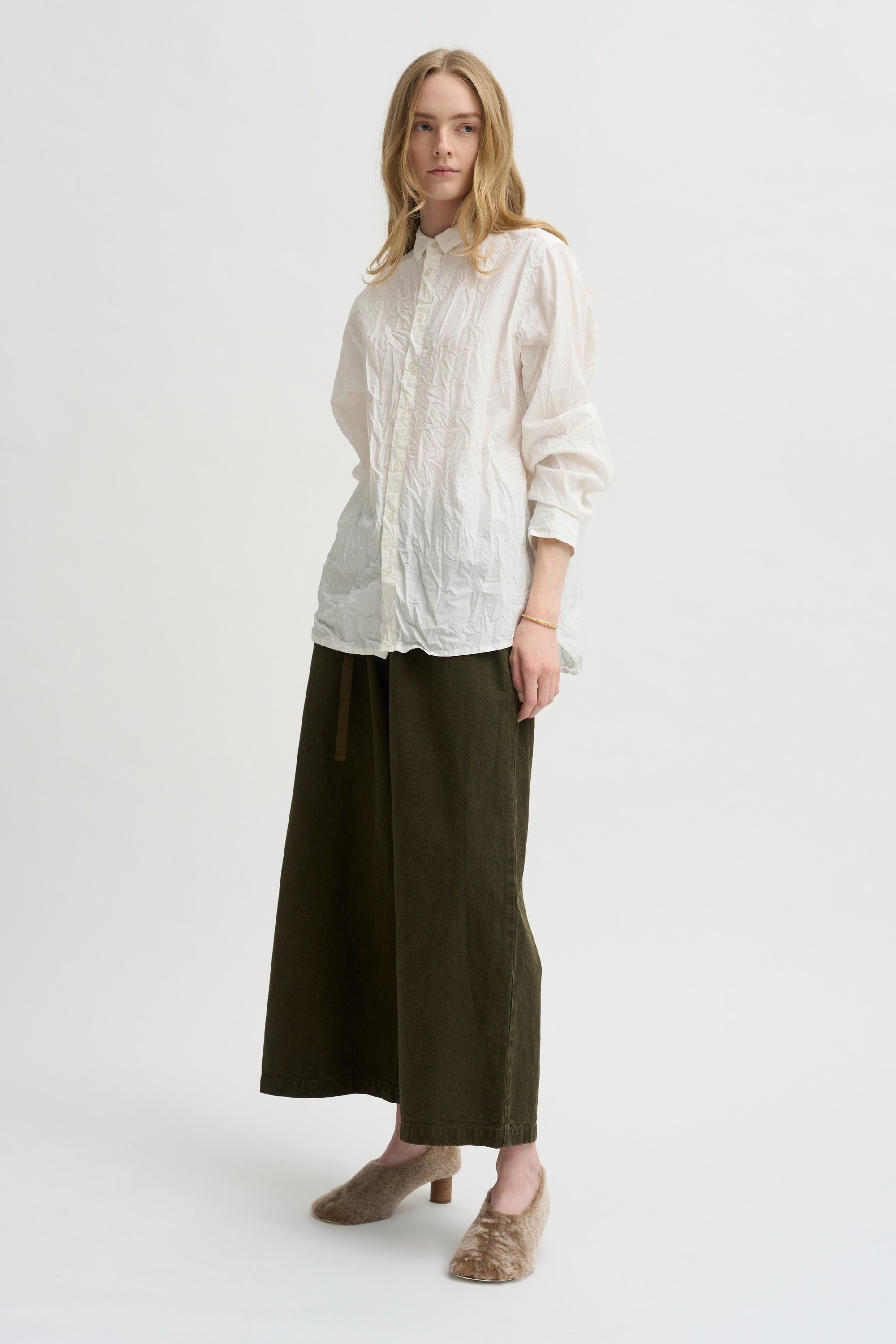 Wide Pants Organic Cotton Linen, Khaki