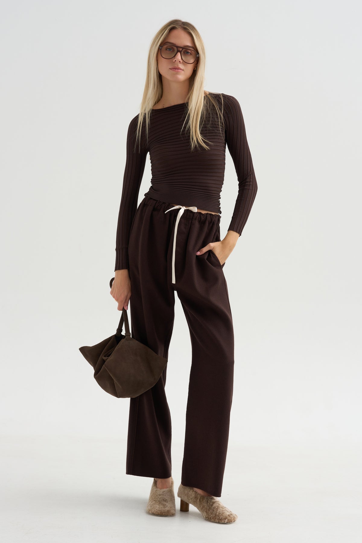 Ribbed Blouse, Chocolate