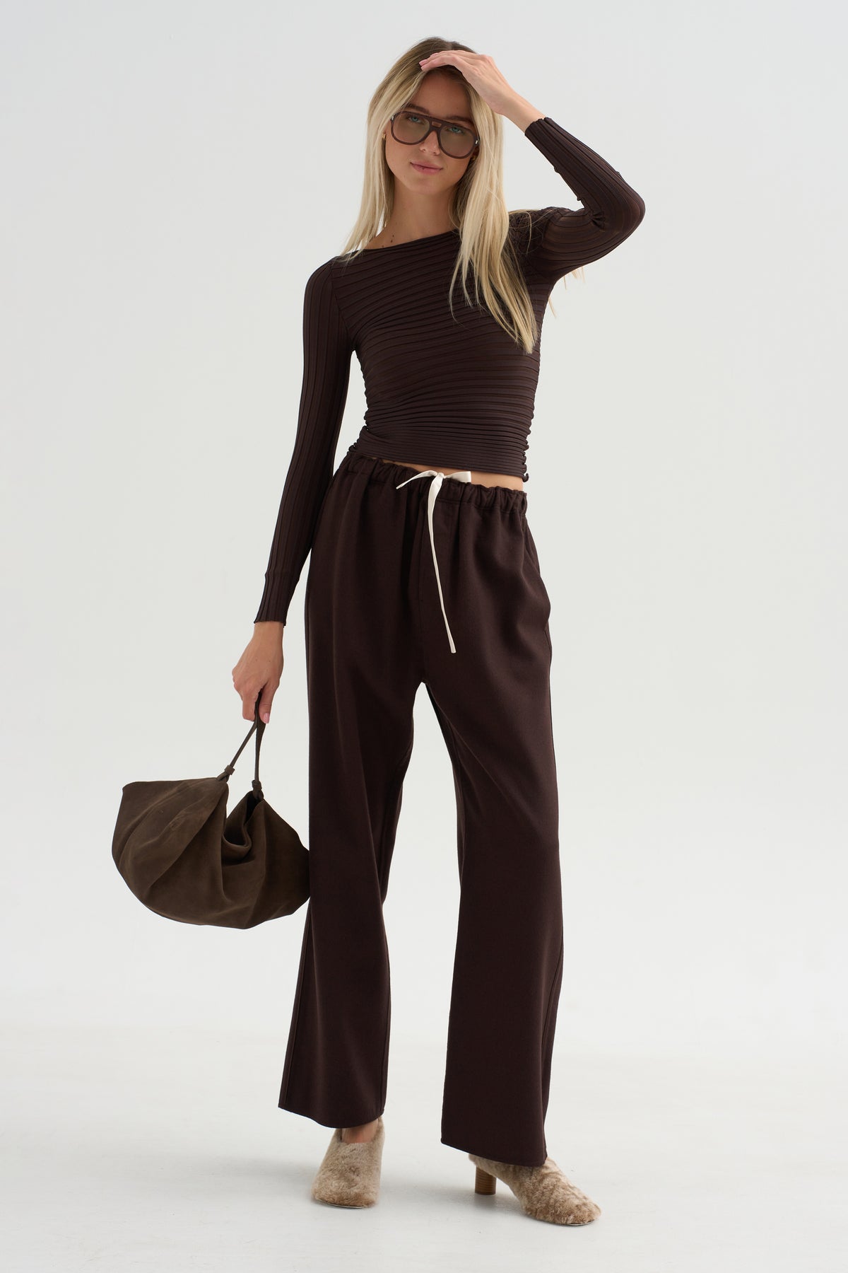 Ribbed Blouse, Chocolate