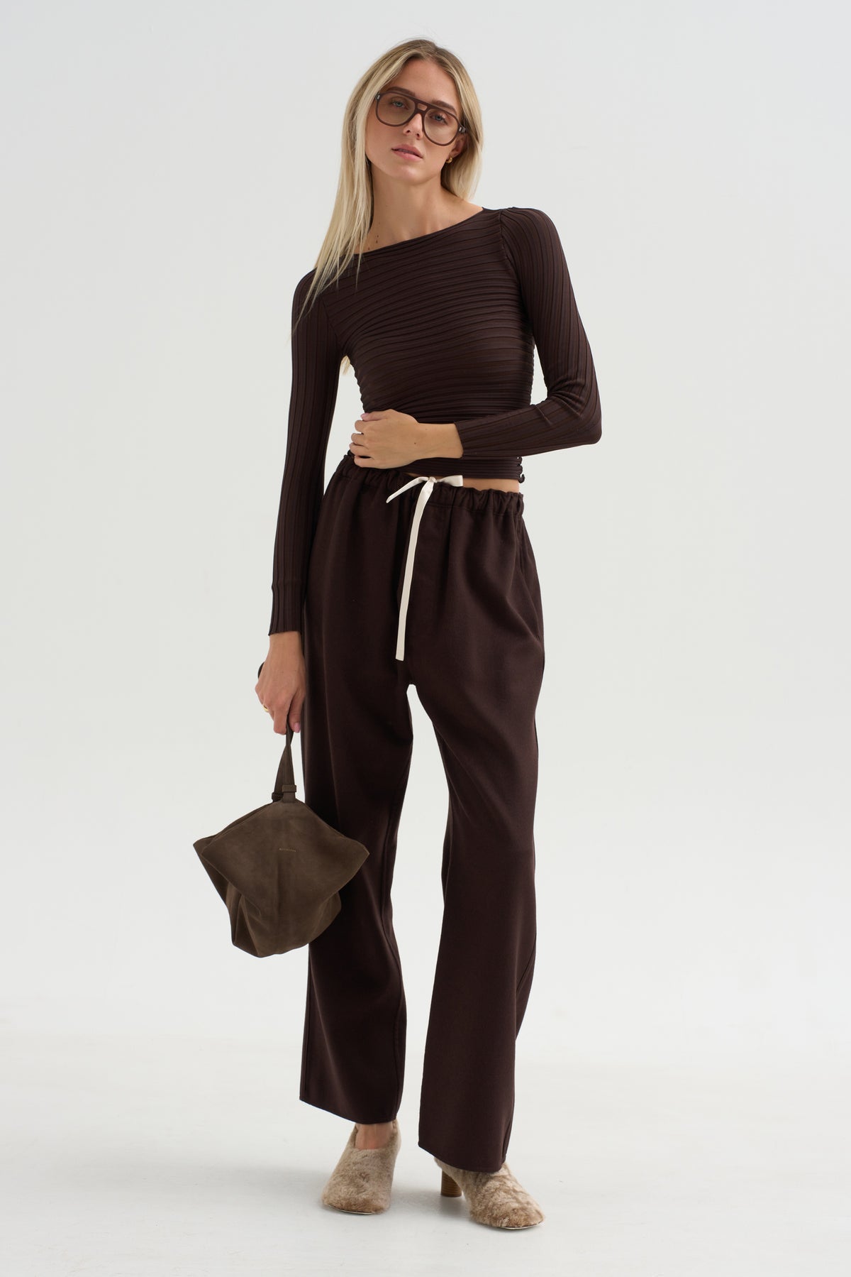 Ribbed Blouse, Chocolate